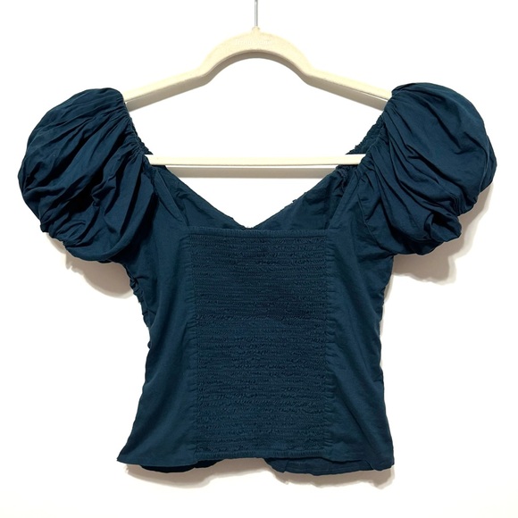 Abercrombie & Fitch Teal Drama Puff Sleeve Top - Picture 4 of 6